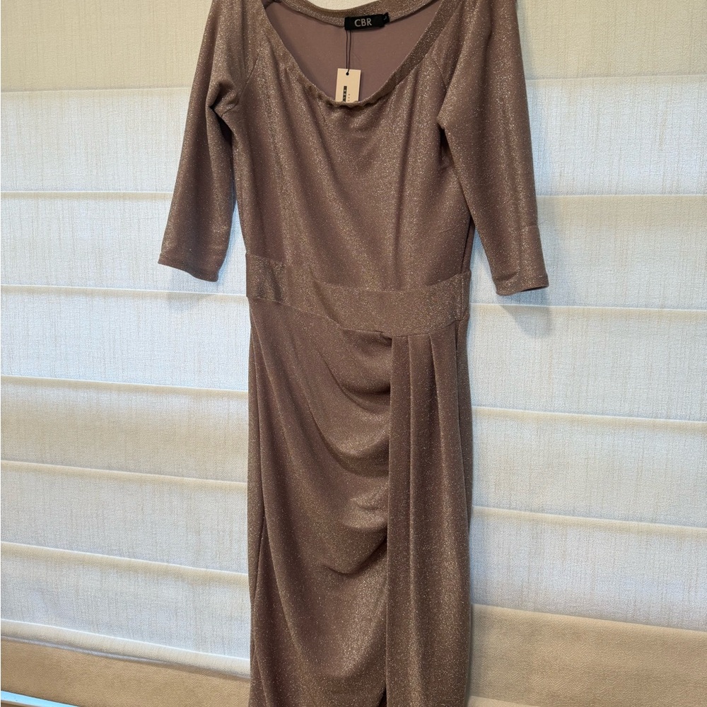 CBR Women's Shimmering Brown Long Sleeve Dress